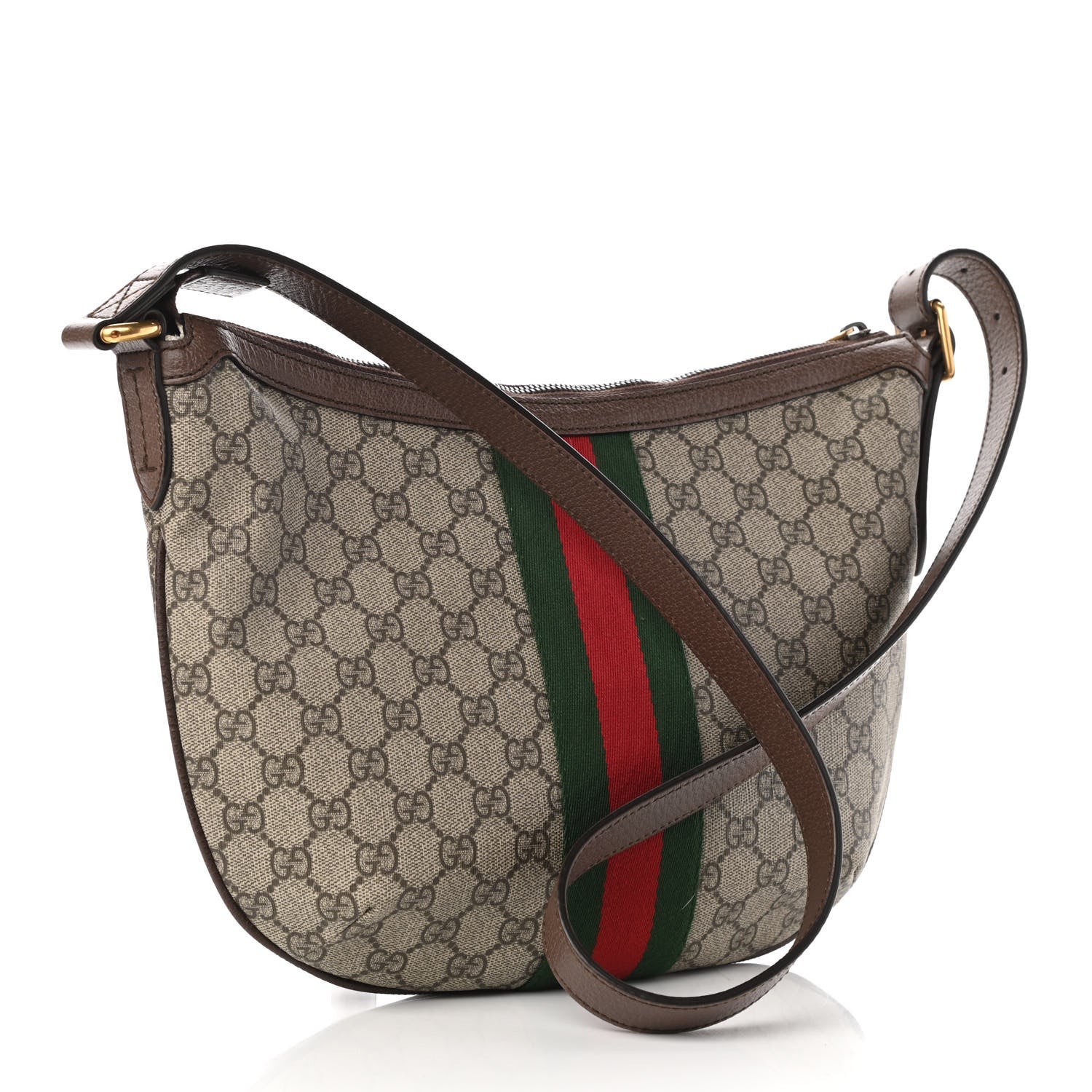 Gucci GG Supreme Monogram Web Small Ophidia Half Moon Hobo Brown 3 of 10