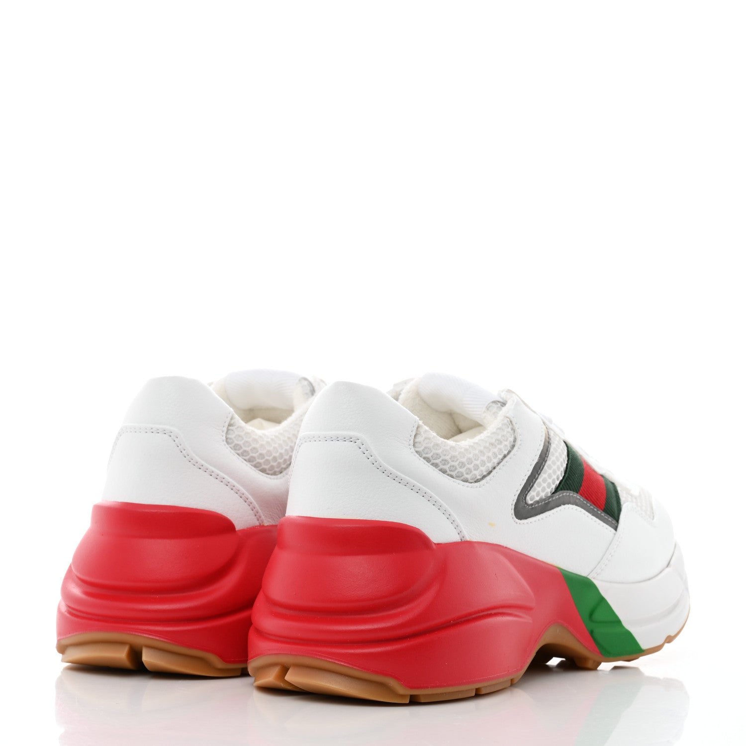 Gucci Lavaredo Eco Fabric Mesh Web Womens Rhyton Reflective Sneakers 35.5 Great White Green Red Silver 4 of 8