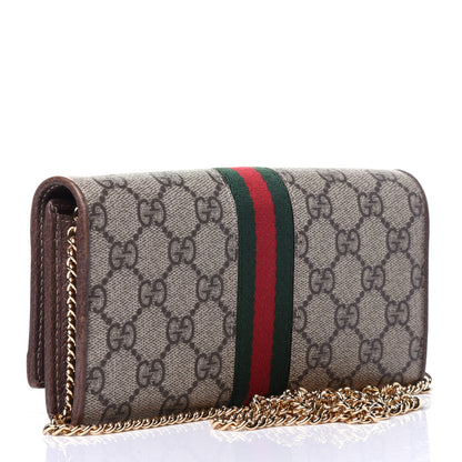 Gucci GG Supreme Monogram Web Ophidia Wallet On Chain Brown 3 of 13
