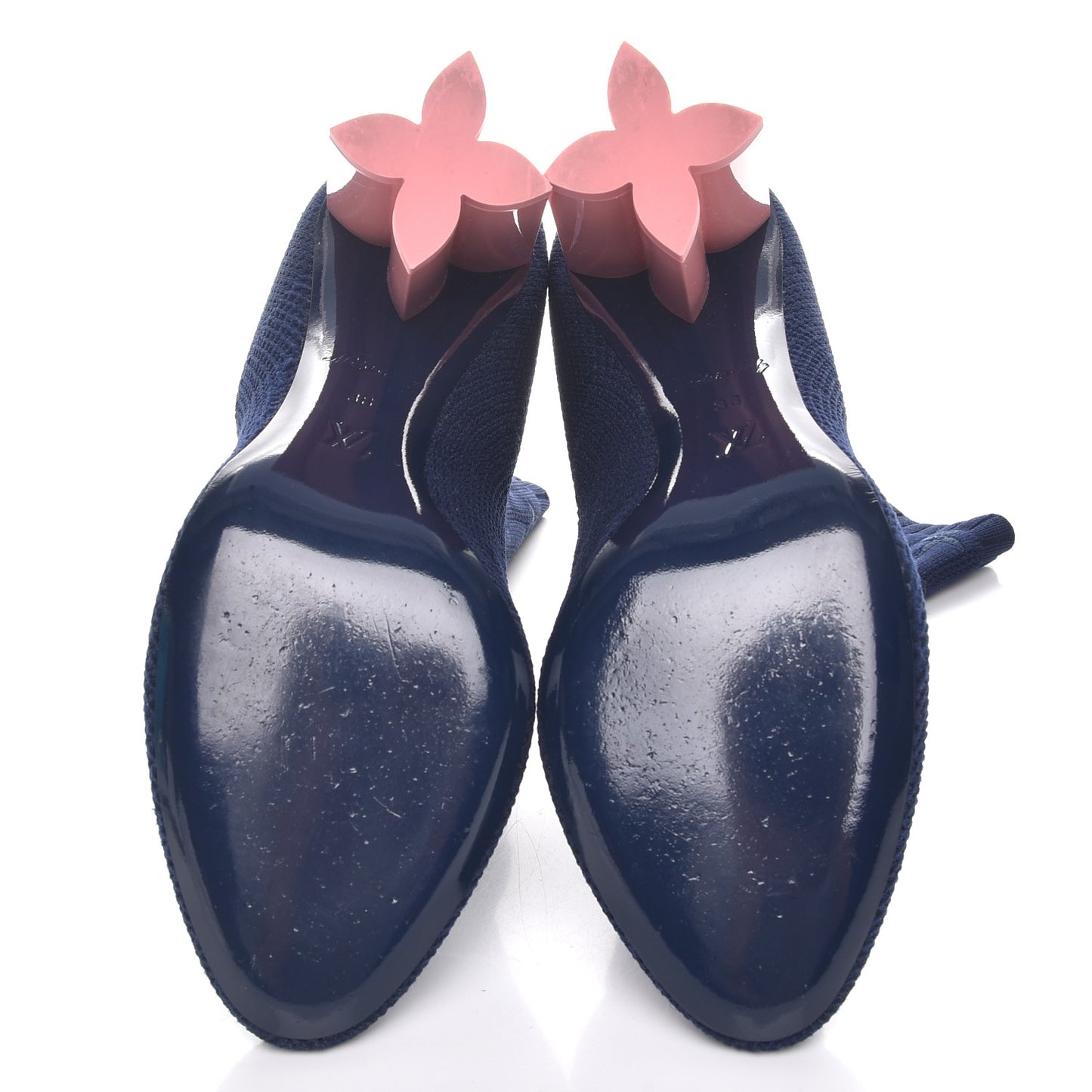 Monogram Stretch Fabric Silhouette Ankle Boots 38 Marine