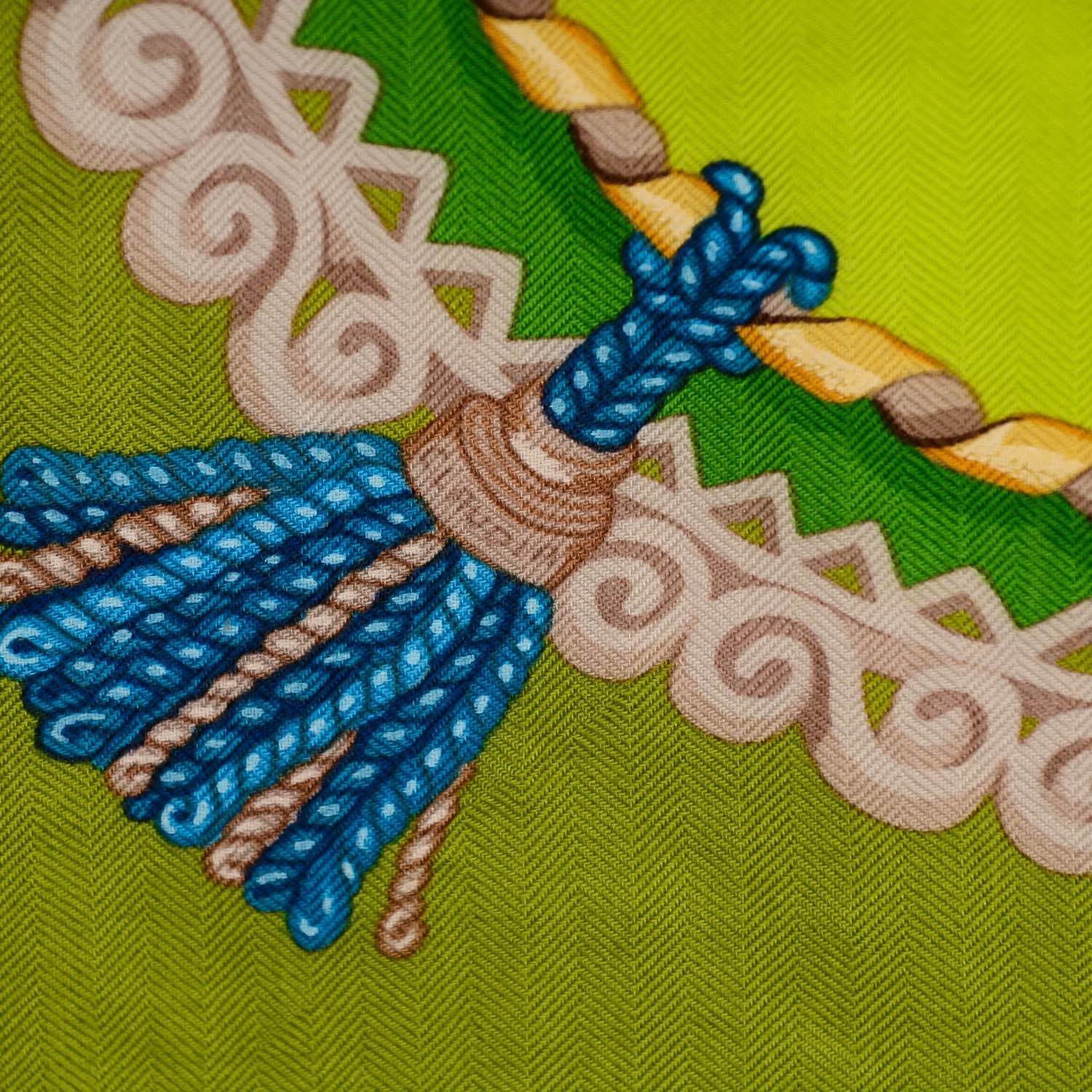 Hermes Cashmere Silk Paperoles Shawl 140 Absinthe Anis Vert Mousse 6 of 7