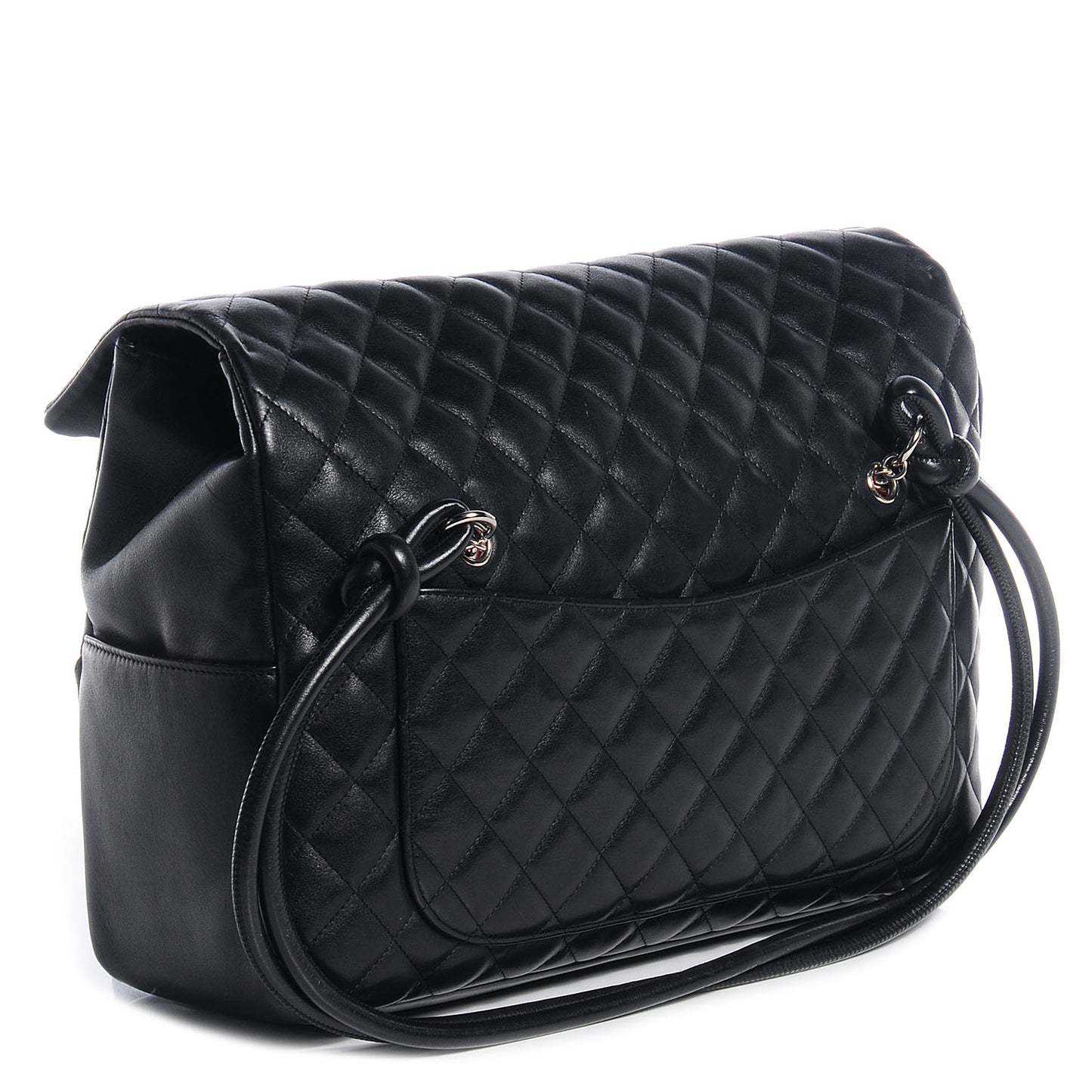 Calfskin Quilted Large Cambon Flap Black White
