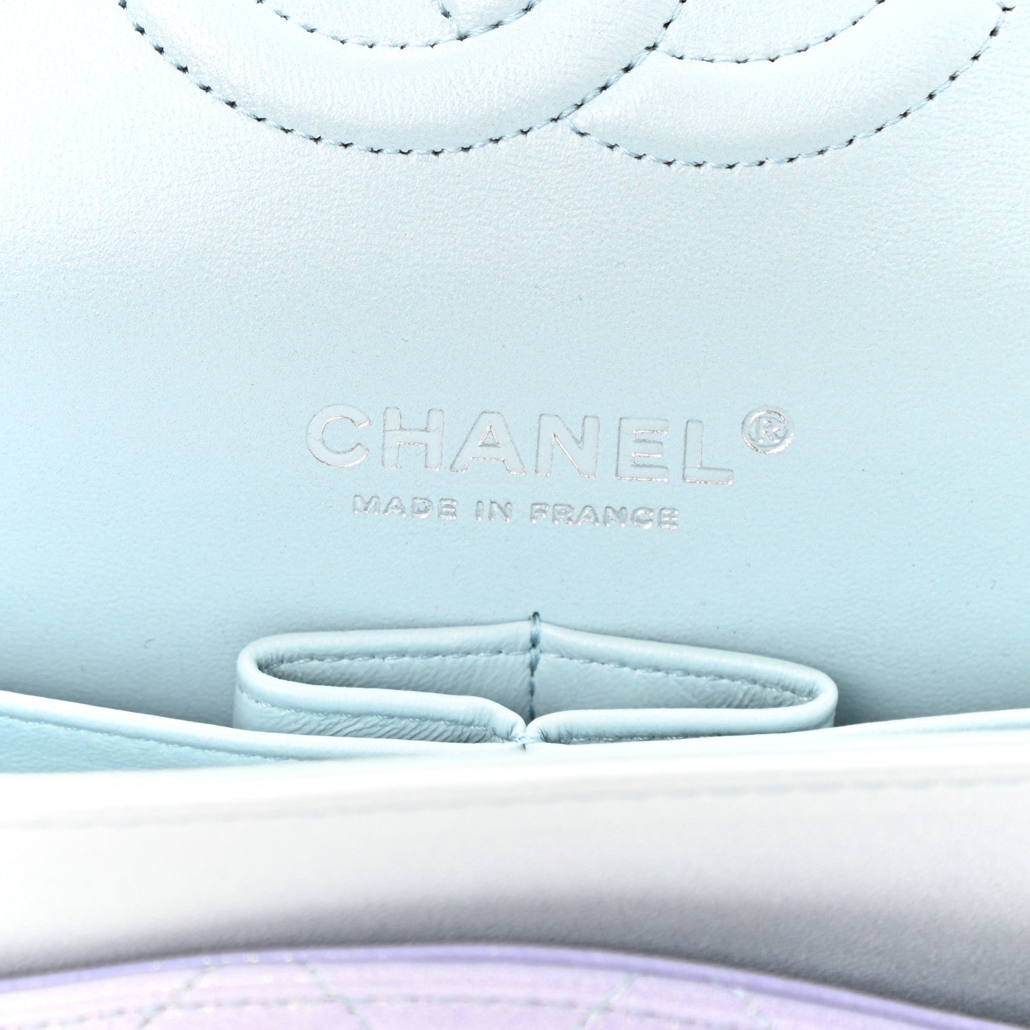 Chanel Perforated Lambskin Quilted Medium Double Flap Light Blue Light Purple White 6 of 10