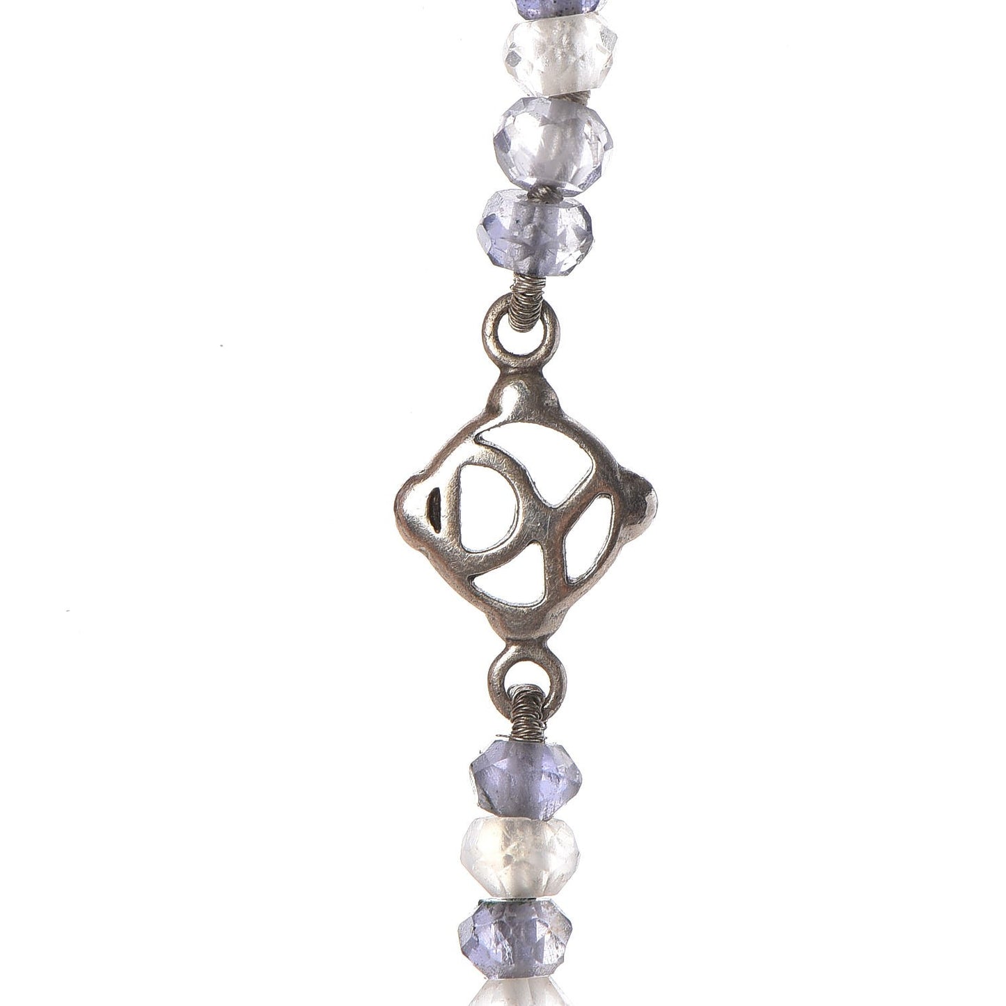 Sterling Silver Iolite White Quartz Agate Moonstone Necklace 48