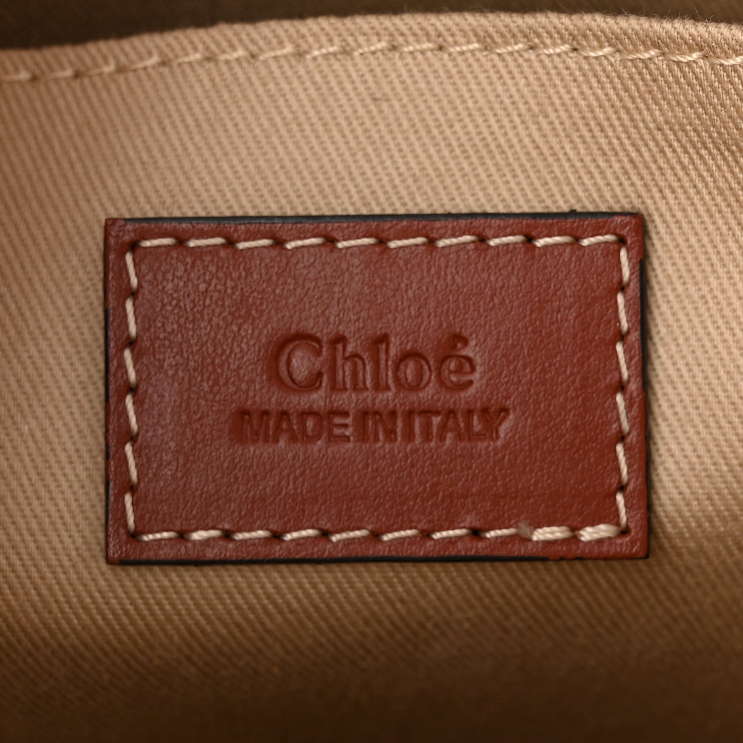 Chloe Cotton Calfskin Small Woody Ribbon Tote With Strap White Brown 6 of 10