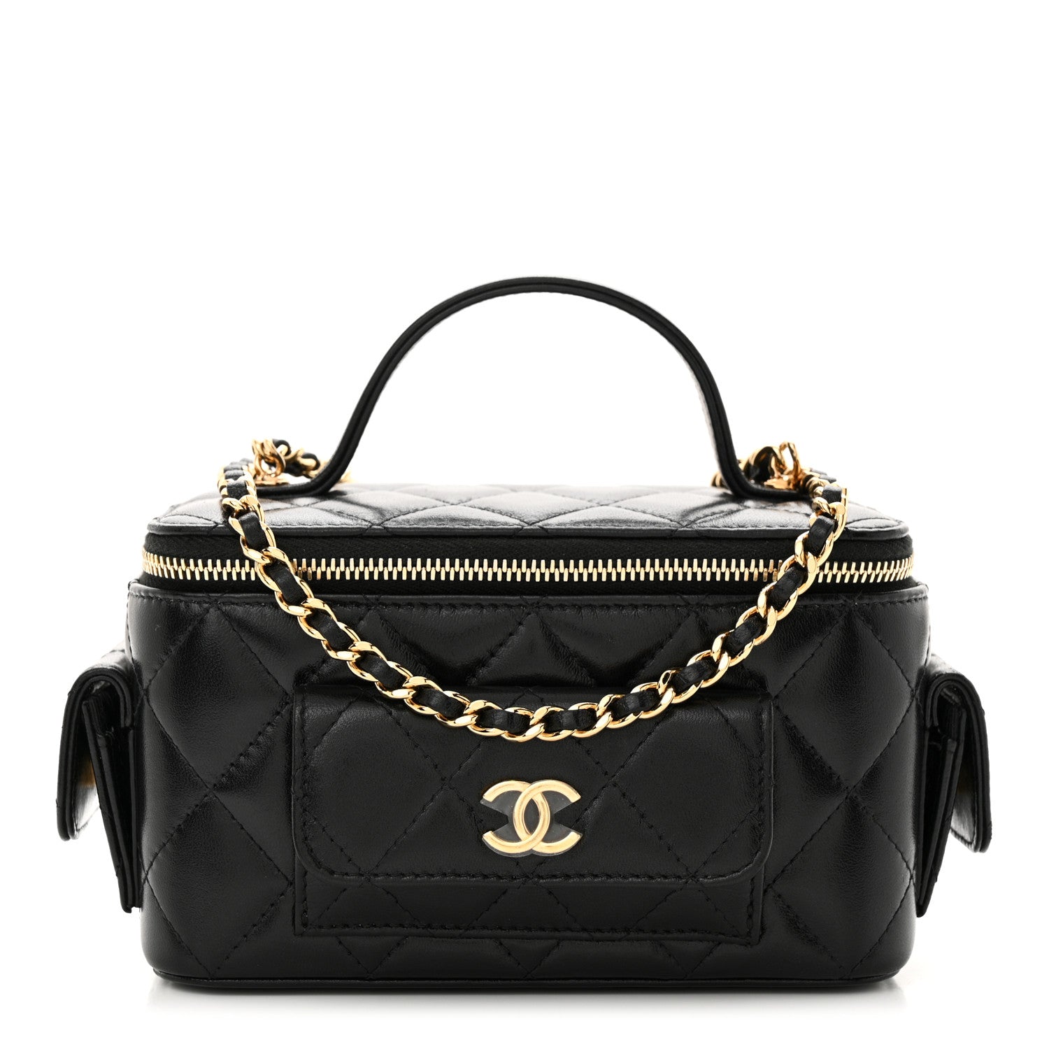 Chanel Lambskin Quilted Polly Pocket East West Top Vanity With Chain Black 1 of 11