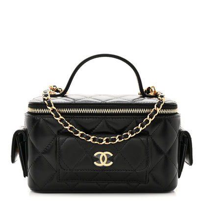 Chanel Lambskin Quilted Polly Pocket East West Top Vanity With Chain Black 1 of 11