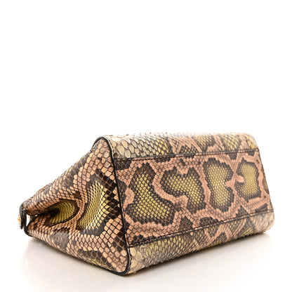 Fendi Snakeskin Mini Peekaboo Iconic Satchel Pink Green 4 of 10
