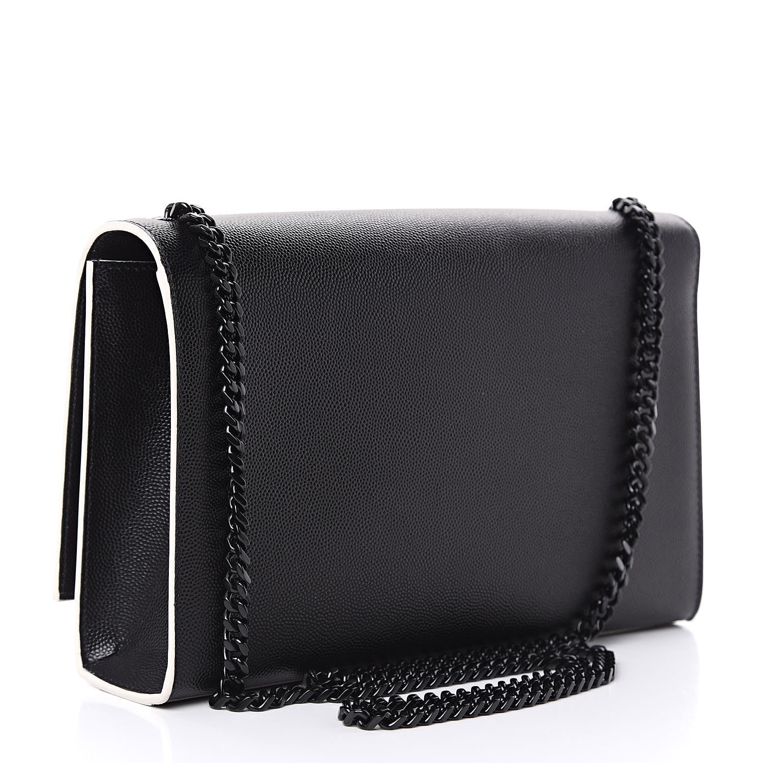 Saint Laurent Grain De Poudre Medium Classic Monogram Kate Satchel Black White 3 of 11