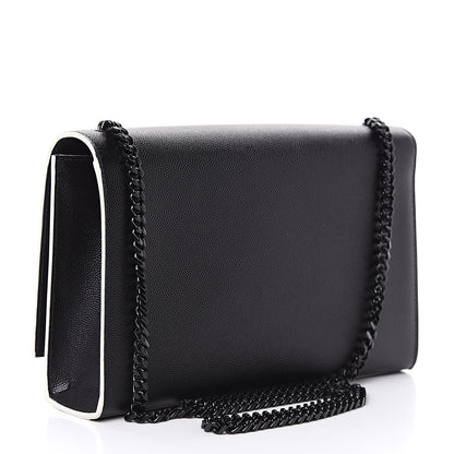 Saint Laurent Grain De Poudre Medium Classic Monogram Kate Satchel Black White 3 of 11