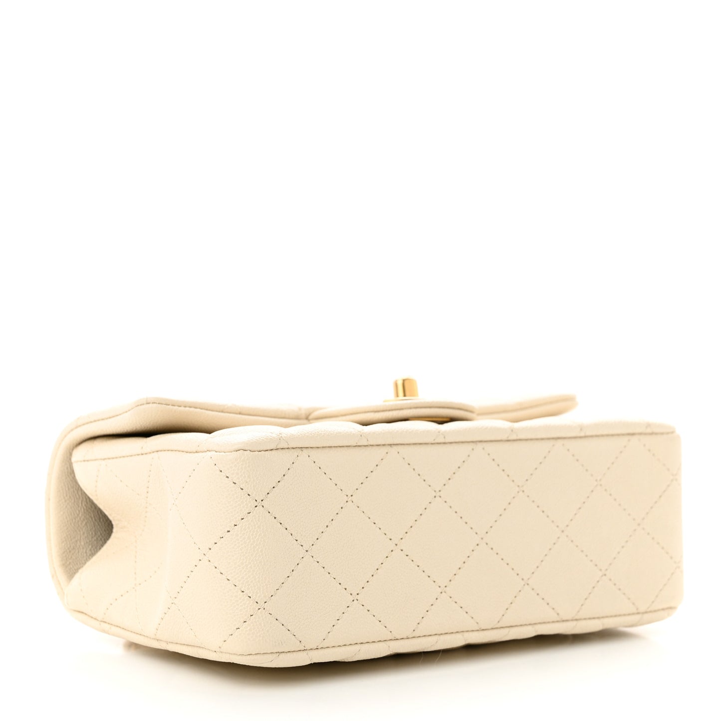 Caviar Quilted Mini Top Handle Rectangular Flap Beige