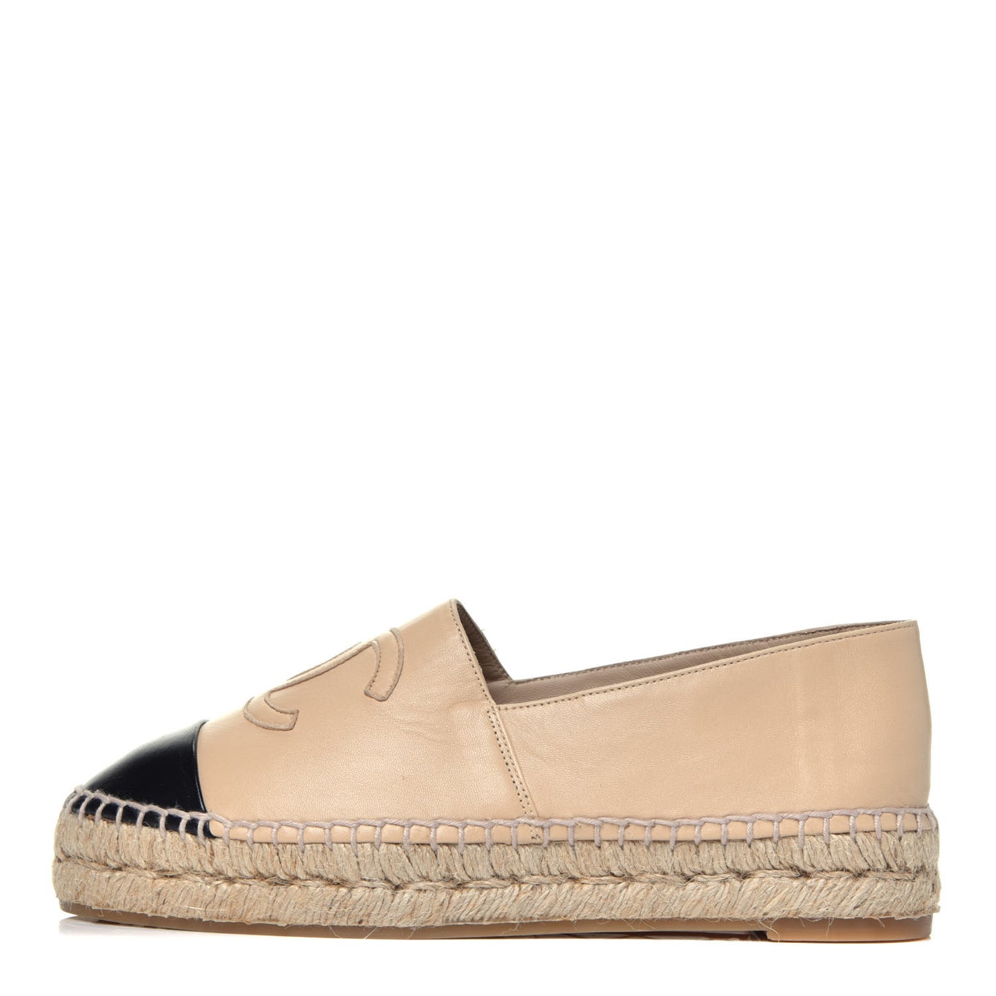 Lambskin CC Espadrilles 37 Beige Black