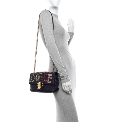 Dolce & Gabbana Lambskin Watersnake Embellished Lucia Shoulder Bag Purple 2 of 19