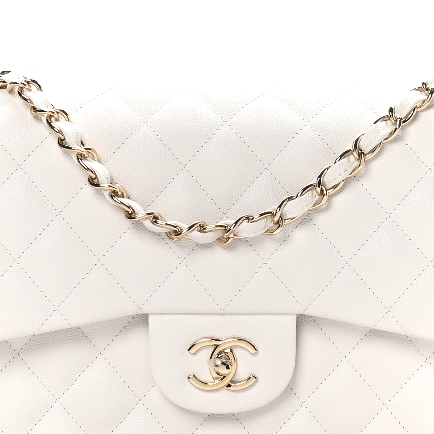 Chanel Caviar Quilted Jumbo Double Flap White 8 of 11