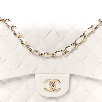 Chanel Caviar Quilted Jumbo Double Flap White 8 of 11