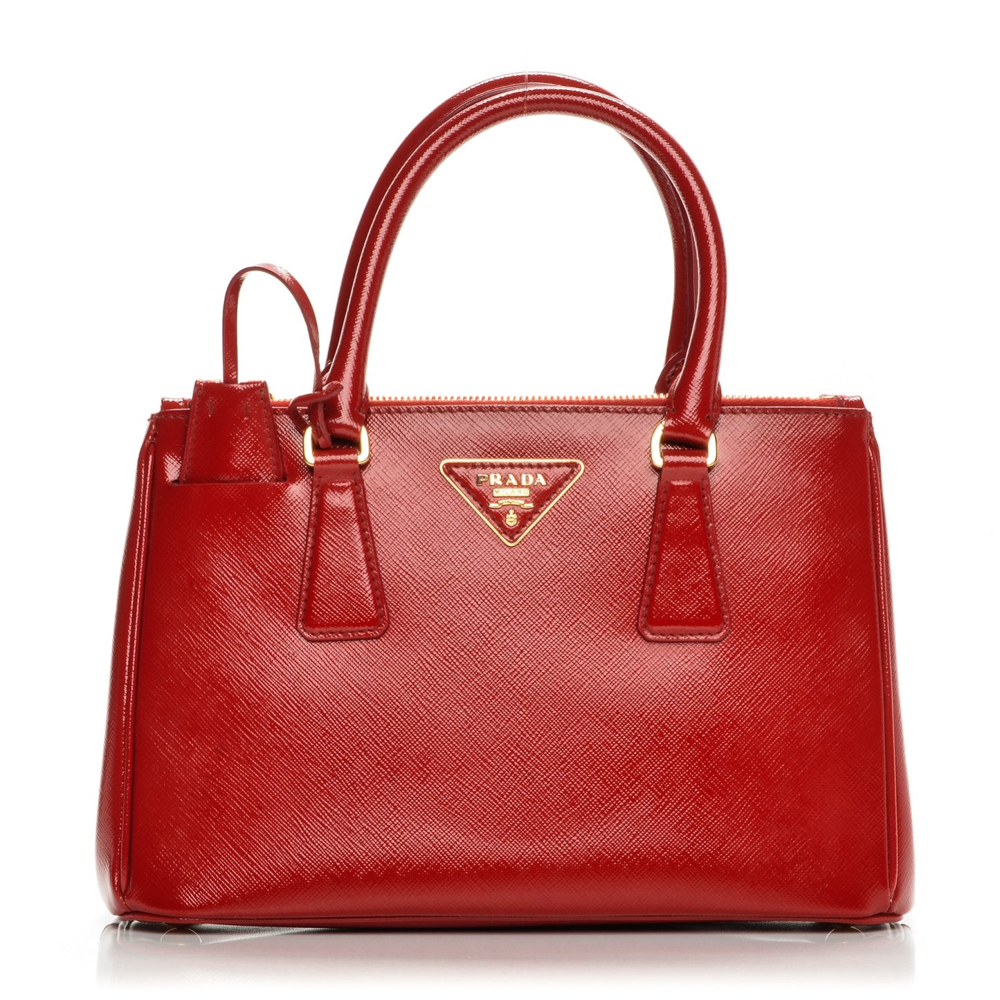 Saffiano Vernice Mini Galleria Double Zip Tote Rosso