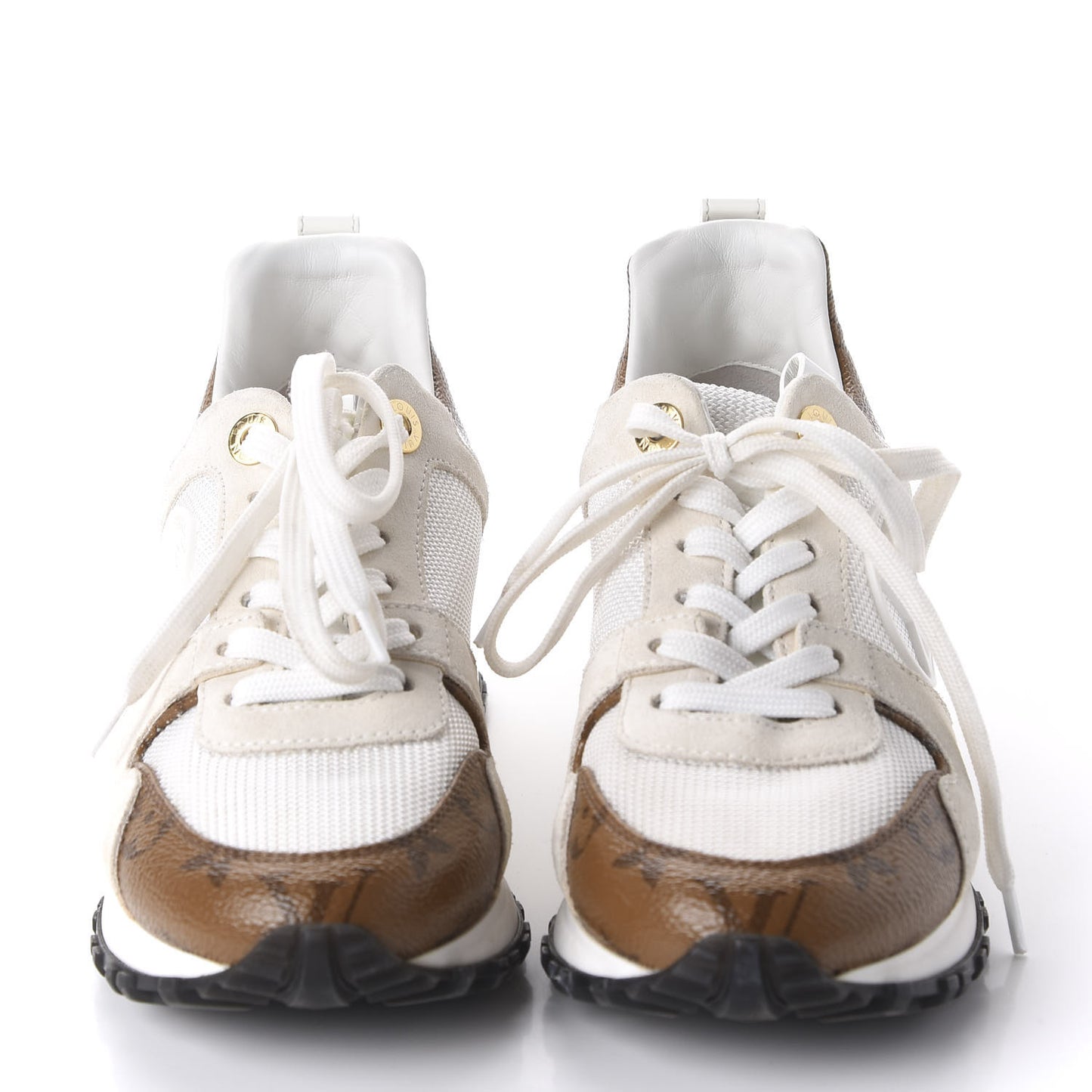 Suede Reverse Monogram Run Away Sneakers 35 White