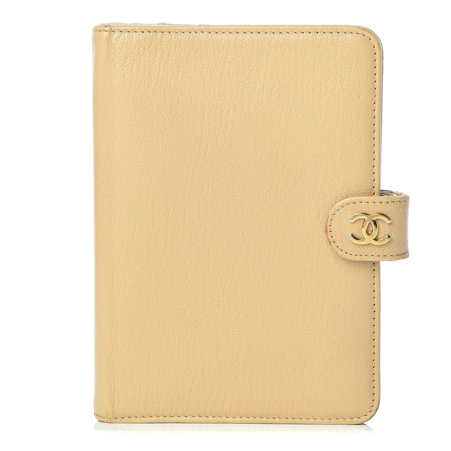 Goatskin Small Ring Agenda Planner Beige