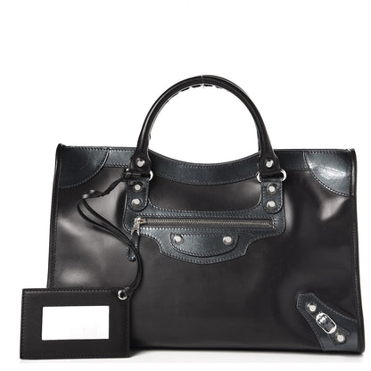 Balenciaga Smooth Calfskin Metallic Patent Giant 12 Silver Hardware City Black Gris 1 of 8