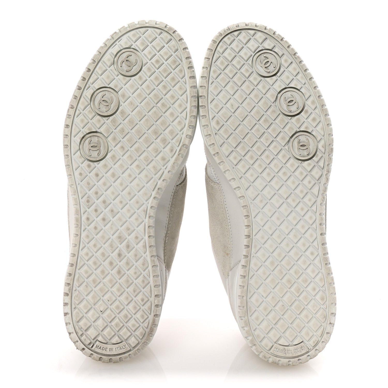 Chanel Calfskin Suede Coco Mark Logo Womens Sneakers 35.5 White 6 of 10