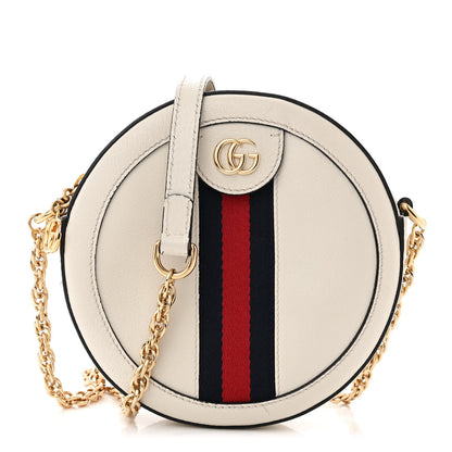 Gucci Textured Calfskin Web Mini Ophidia Round Shoulder Bag Mystic White 1 of 13