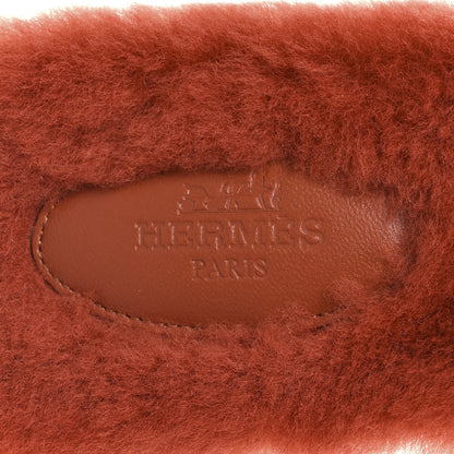 Hermes Woolskin Oran Sandals 38.5 Orange 8 of 9