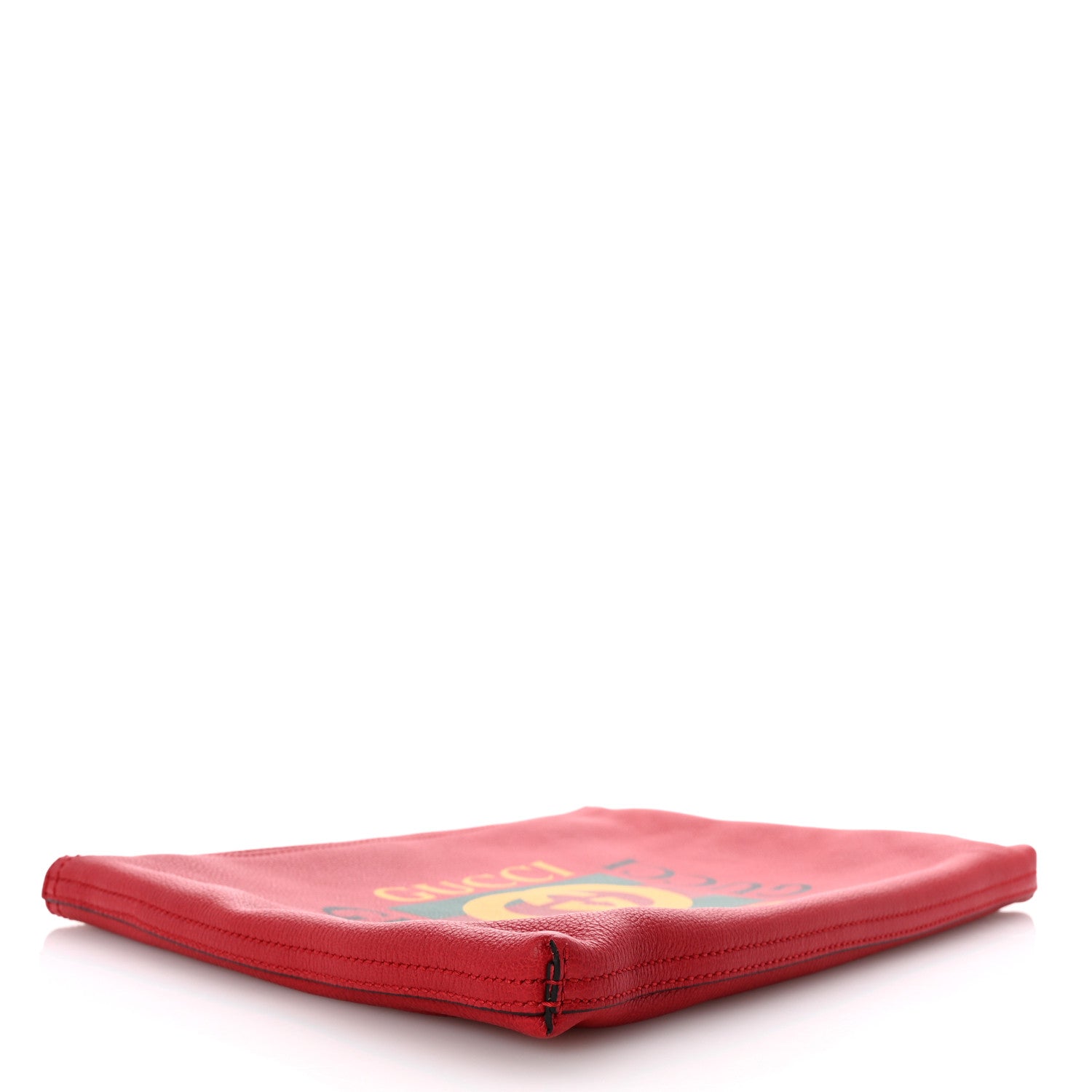 Gucci Pebbled Calfskin Medium Logo Portfolio Clutch Hibiscus Red 4 of 7