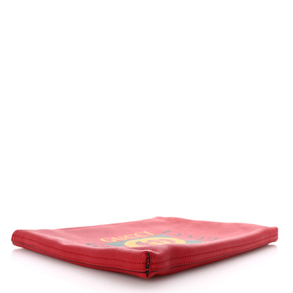 Gucci Pebbled Calfskin Medium Logo Portfolio Clutch Hibiscus Red 4 of 7