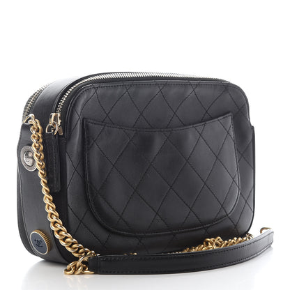 Chanel Calfskin Grosgrain Stitched Button Up Camera Case Black 3 of 10