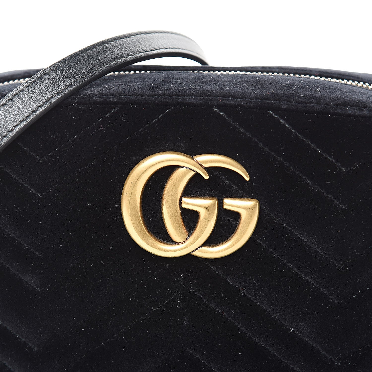Gucci Velvet Matelasse Small GG Marmont Chain Shoulder Bag Black 8 of 10