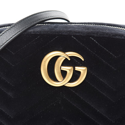 Gucci Velvet Matelasse Small GG Marmont Chain Shoulder Bag Black 8 of 10