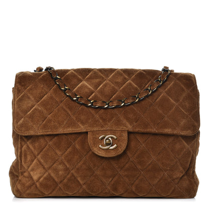 Chanel Suede Quilted Jumbo Single Flap Brown 1 of 18