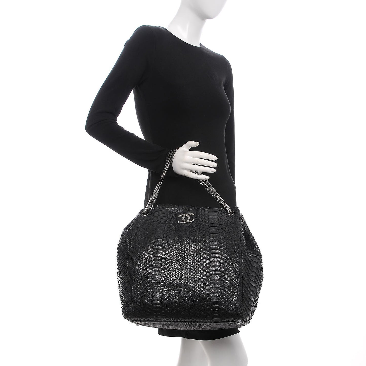 Python Accordion Tote Black