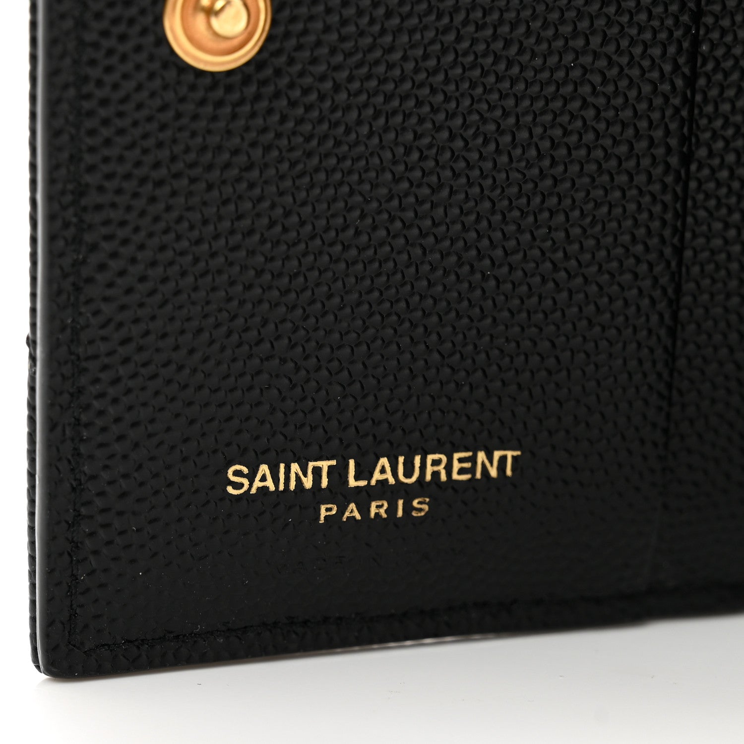 Saint Laurent Grain De Poudre Matelasse Chevron Monogram Zipped Card Case Black 6 of 7