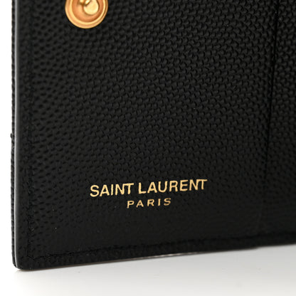 Saint Laurent Grain De Poudre Matelasse Chevron Monogram Zipped Card Case Black 6 of 7