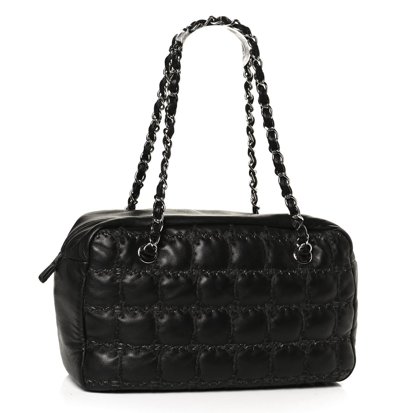 Calfskin Bubble Quilt Bowler Black