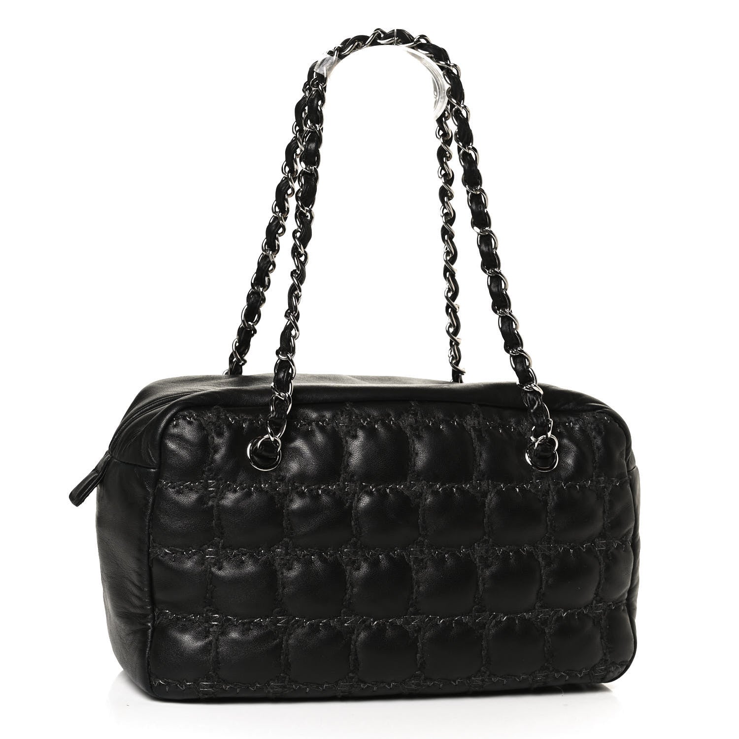 Chanel Calfskin Bubble Quilt Bowler Black 3 of 10