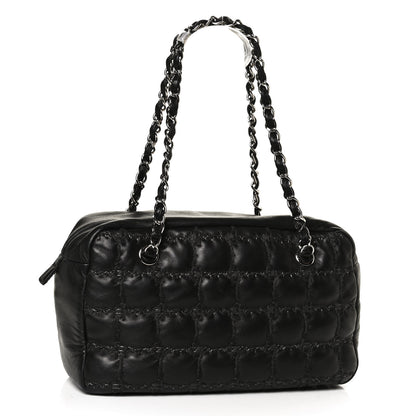 Chanel Calfskin Bubble Quilt Bowler Black 3 of 10