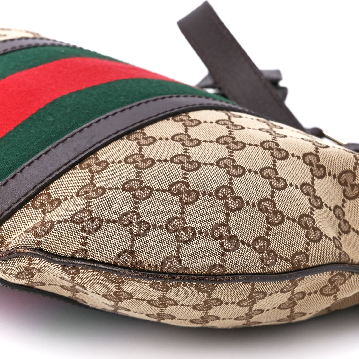Gucci Monogram Vintage Web Medium Half Moon Hobo Dark Brown 13 of 16