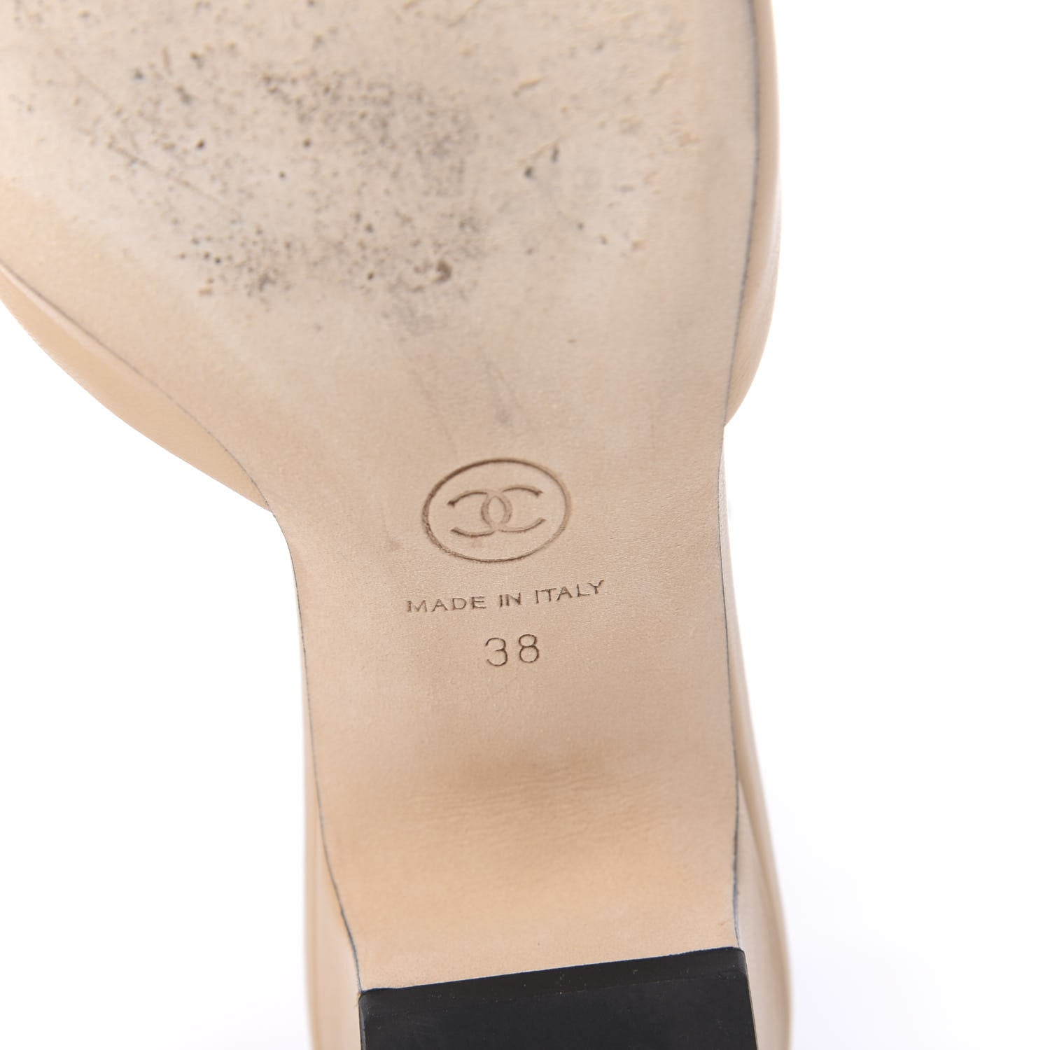 Chanel Lambskin Grosgrain Cap Toe Logo Ankle Strap Pumps 38 Beige Black 6 of 10