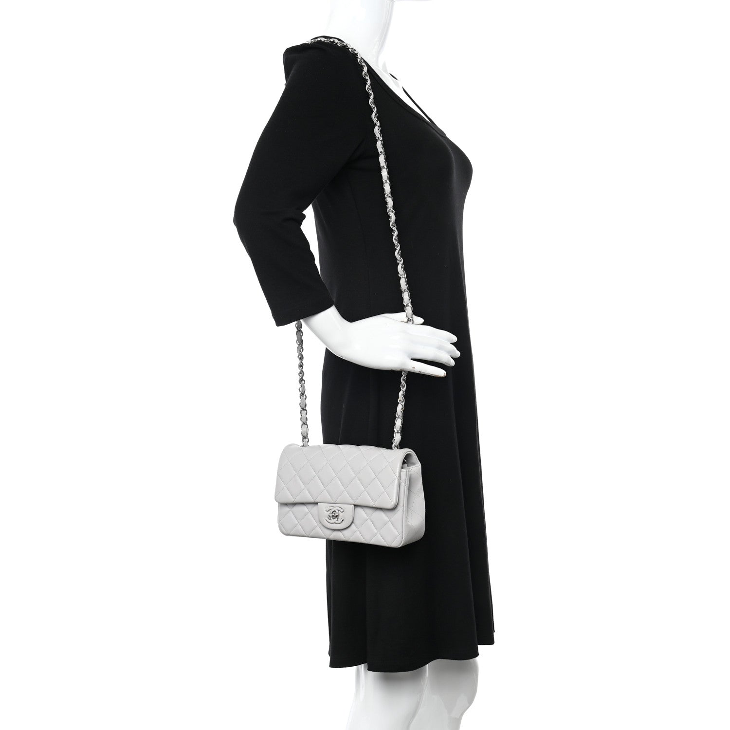 Chanel Lambskin Quilted Mini Rectangular Flap Grey 2 of 11