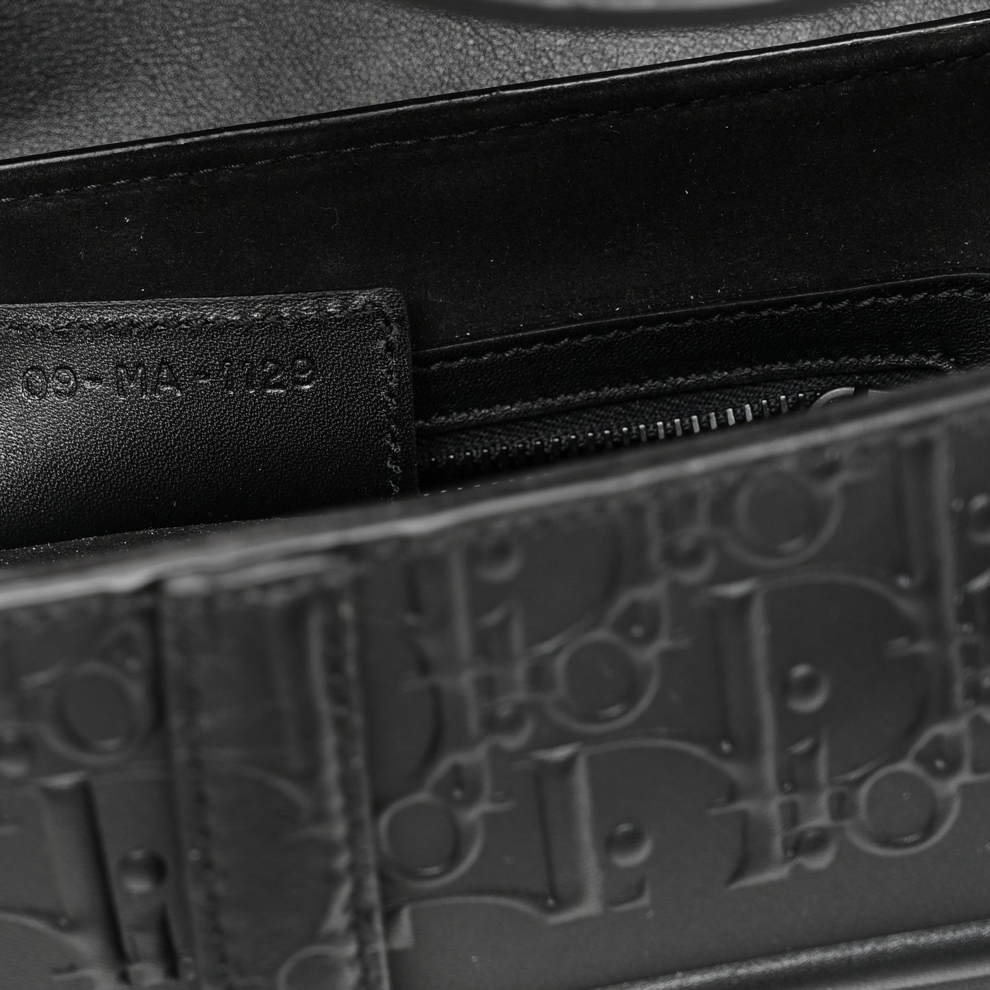 Calfskin Embossed Oblique Saddle Bag Black