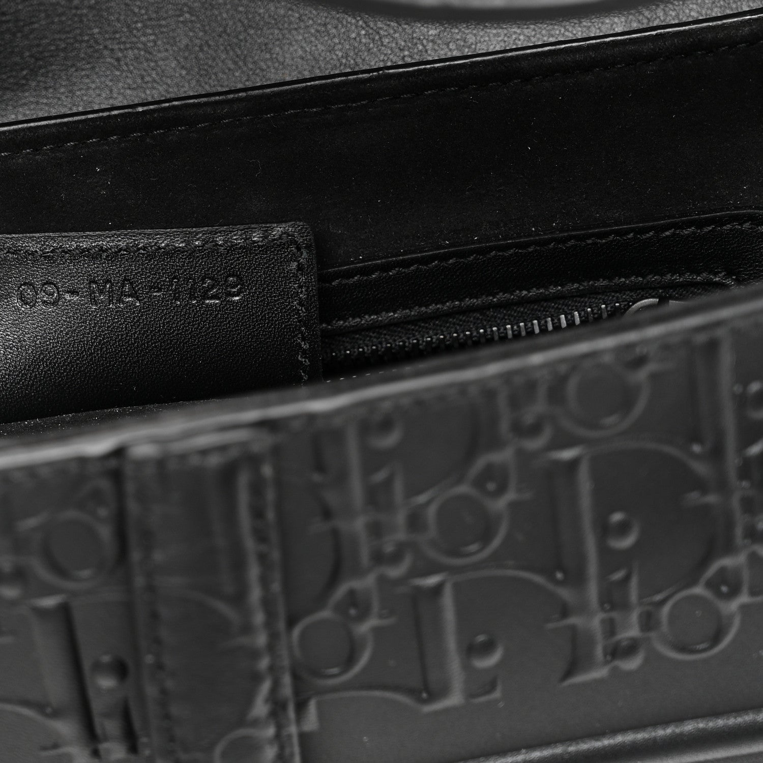 Christian Dior Calfskin Embossed Oblique Saddle Bag Black 7 of 10