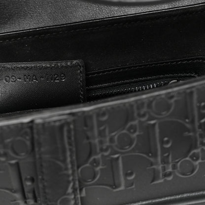 Christian Dior Calfskin Embossed Oblique Saddle Bag Black 7 of 10