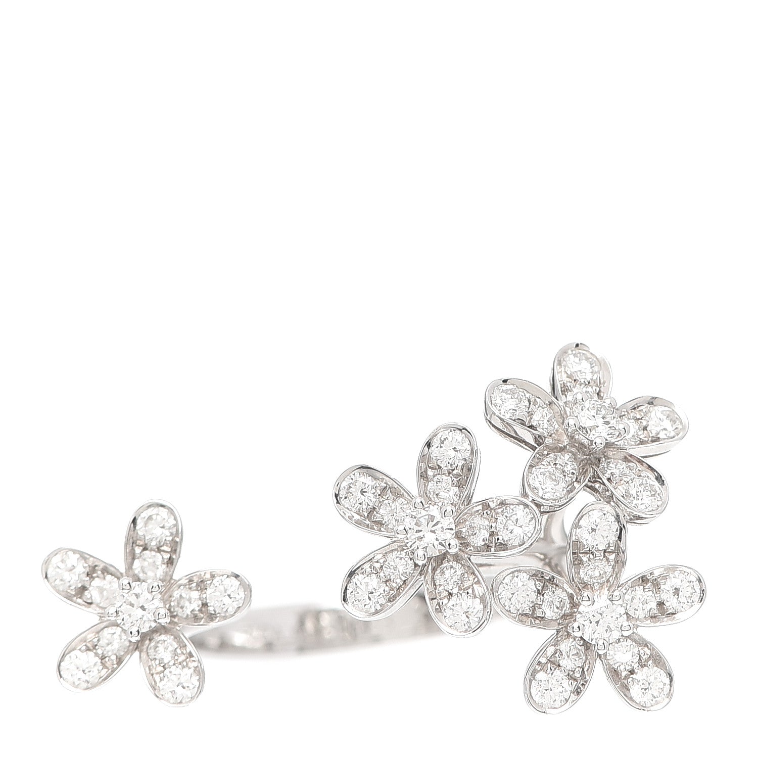 Van Cleef & Arpels 18K White Gold Diamond Socrate Between The Finger Ring 53 6.5 1 of 4