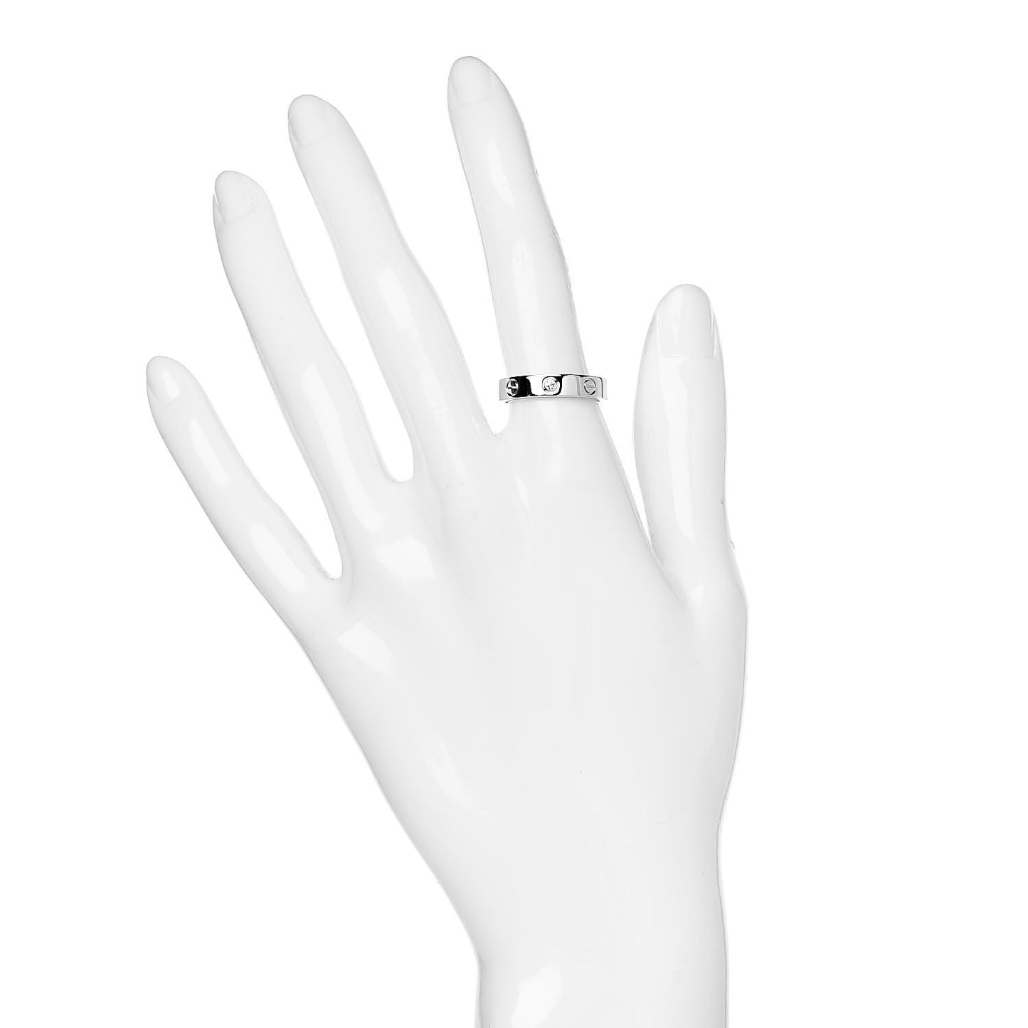 18K White Gold Diamond 4mm LOVE Wedding Band Ring 52 6