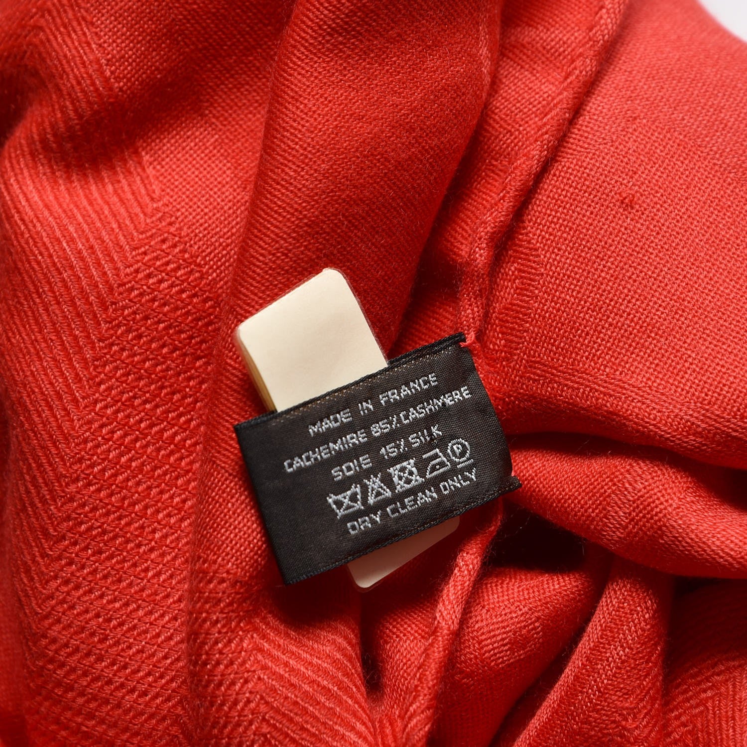 Hermes Cashmere Silk Jacquard New Libris Scarf Rouge Vif 5 of 5