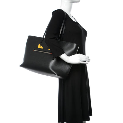Fendi Vitello Elite Cuoio Monster Buggies Medium Roll Tote Black Multicolor Blue Cobalto 2 of 12