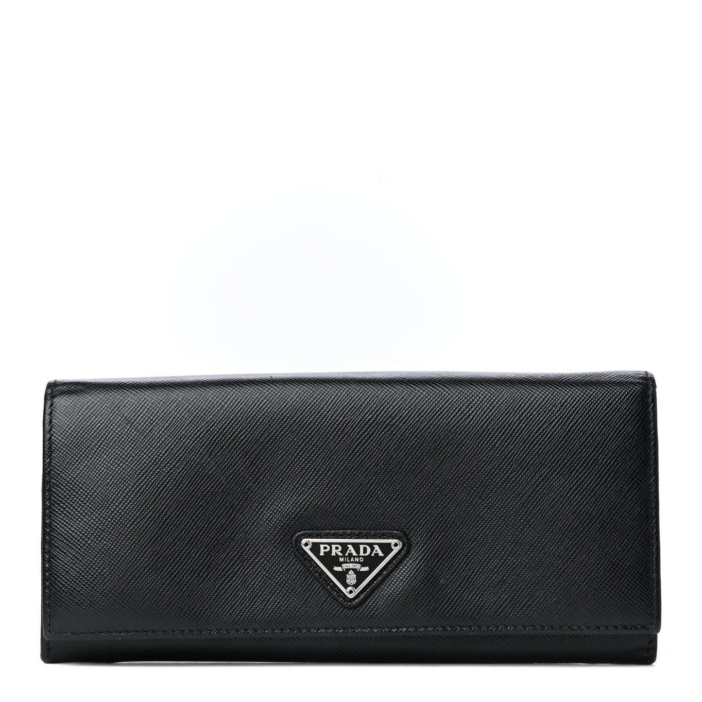 Saffiano Triangle Continental Flap Wallet Black