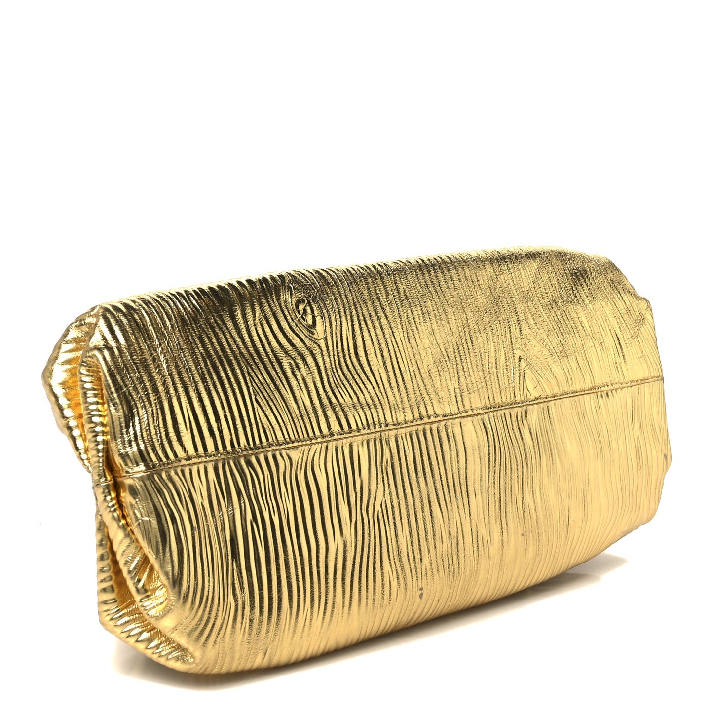 Metallic Bark Calfskin Embossed The Pouch Oversized Clutch Oro